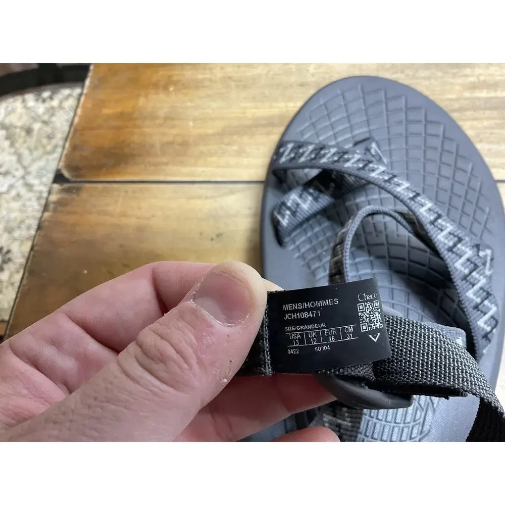 Chaco Mens Sandals Z/Volv 2 Adjustable Hiking Gorp Toe Loop Size 13 Enfold Gray